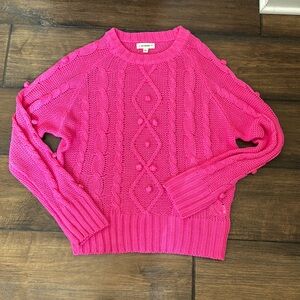 Eesome bright pink sweater. Never worn. Beautiful details.
